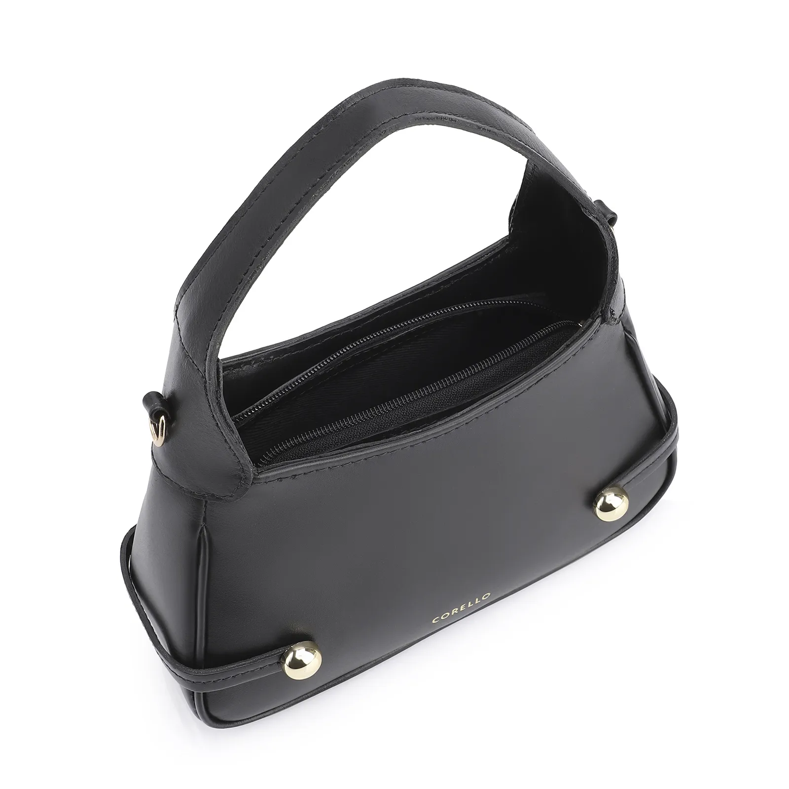 Bolsa Transversal Esfera Couro Preto