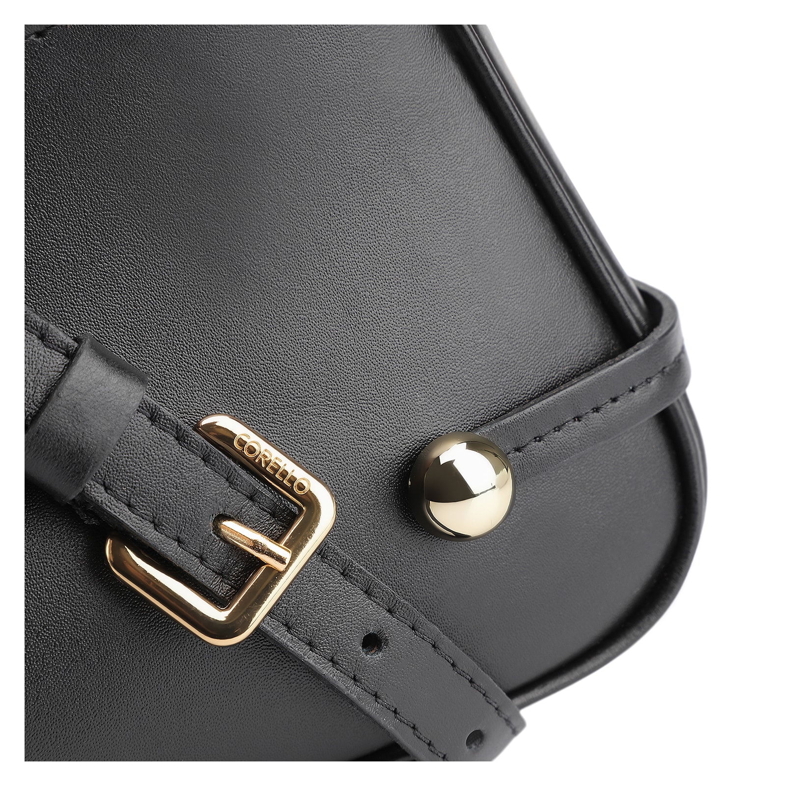 Bolsa Transversal Esfera Couro Preto