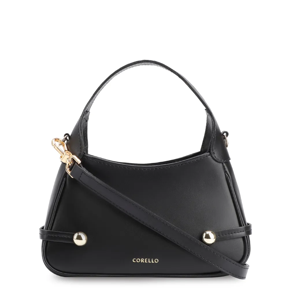 Bolsa Transversal Esfera Couro Preto