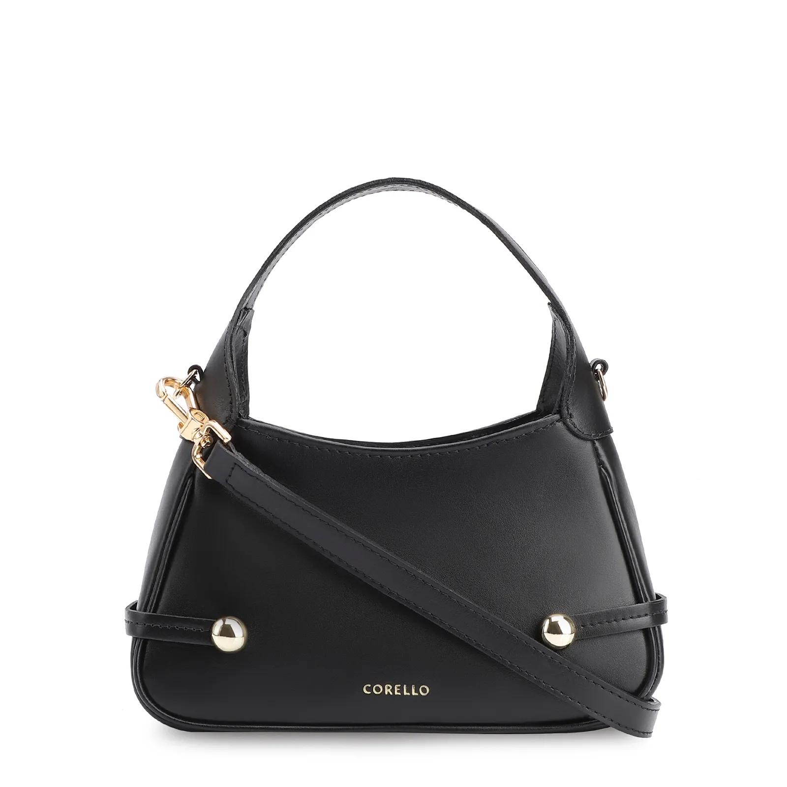 Bolsa Transversal Esfera Couro Preto