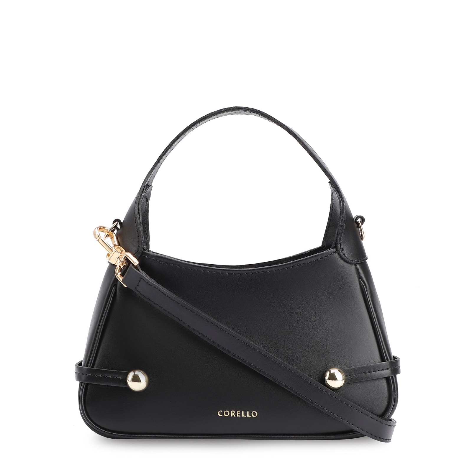 Bolsa Transversal Esfera Couro Preto
