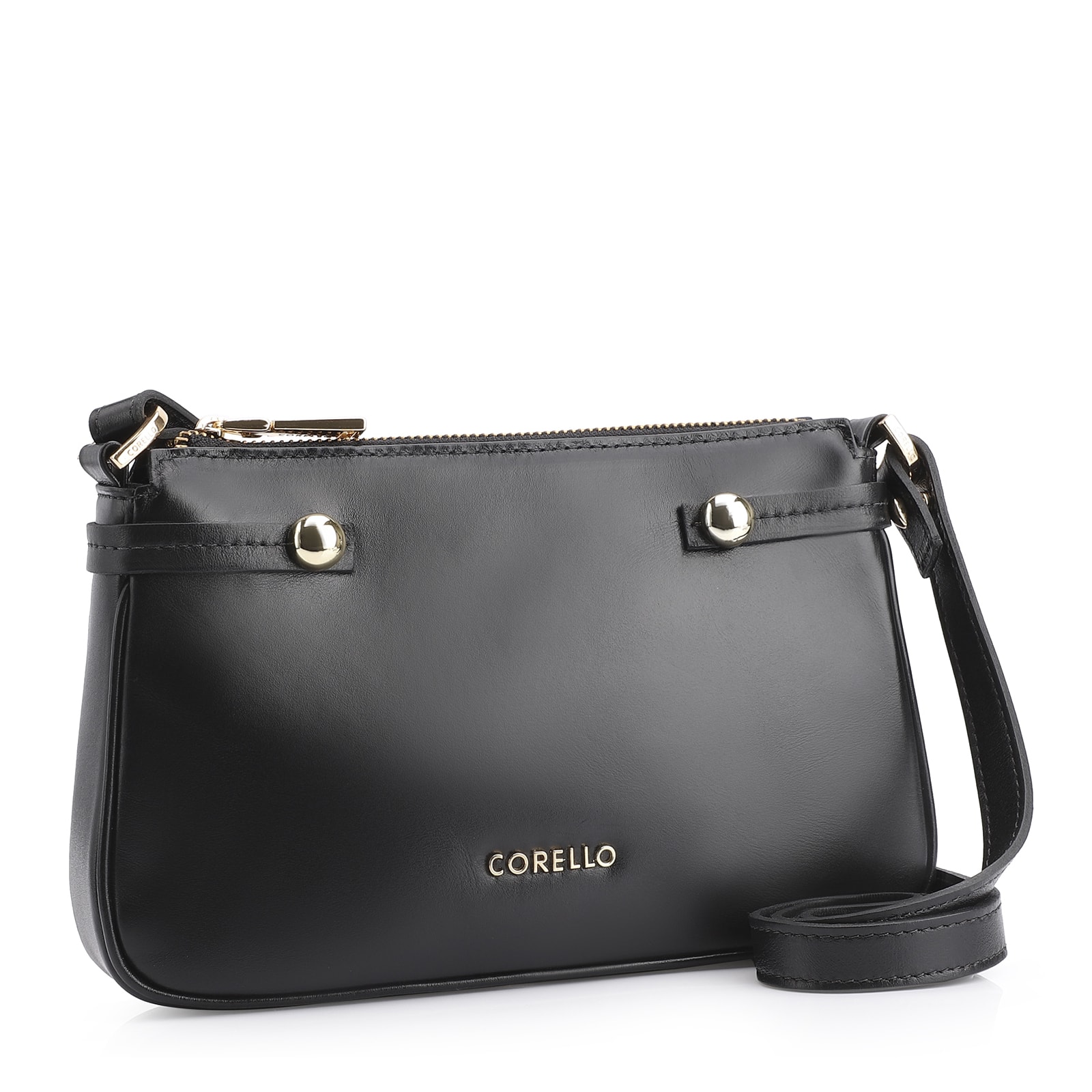 Bolsa Transversal Esfera Couro Preto