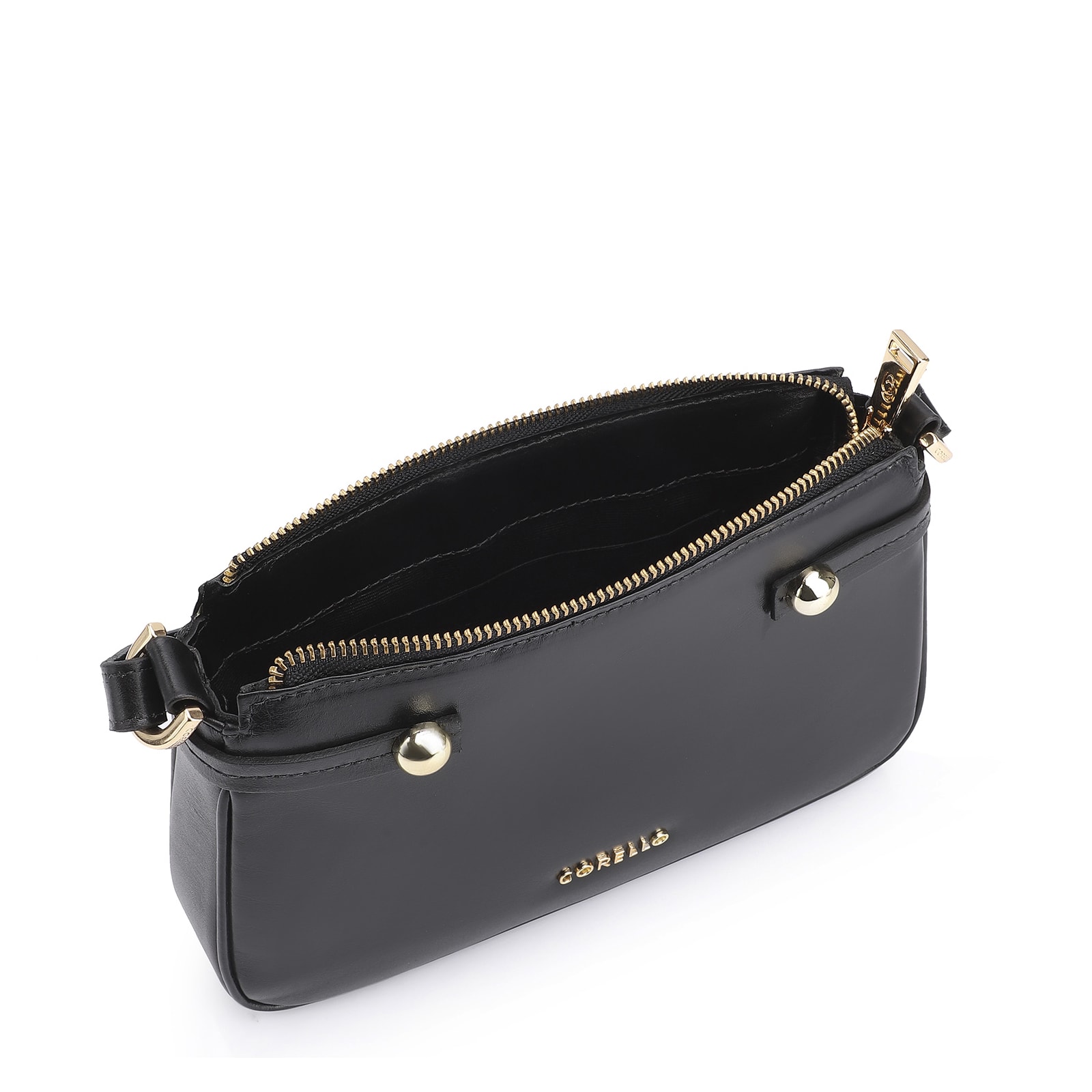 Bolsa Transversal Esfera Couro Preto