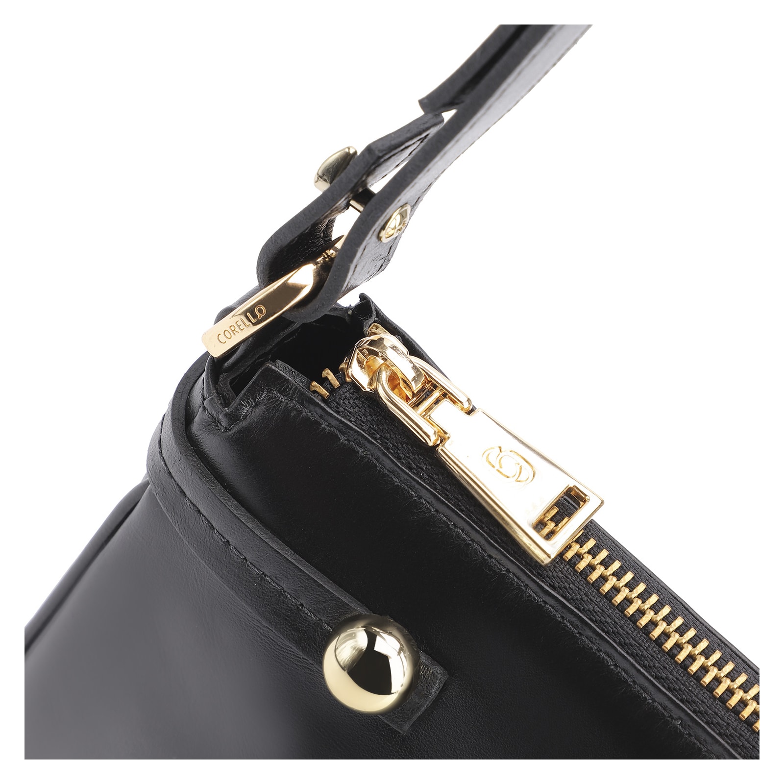 Bolsa Transversal Esfera Couro Preto