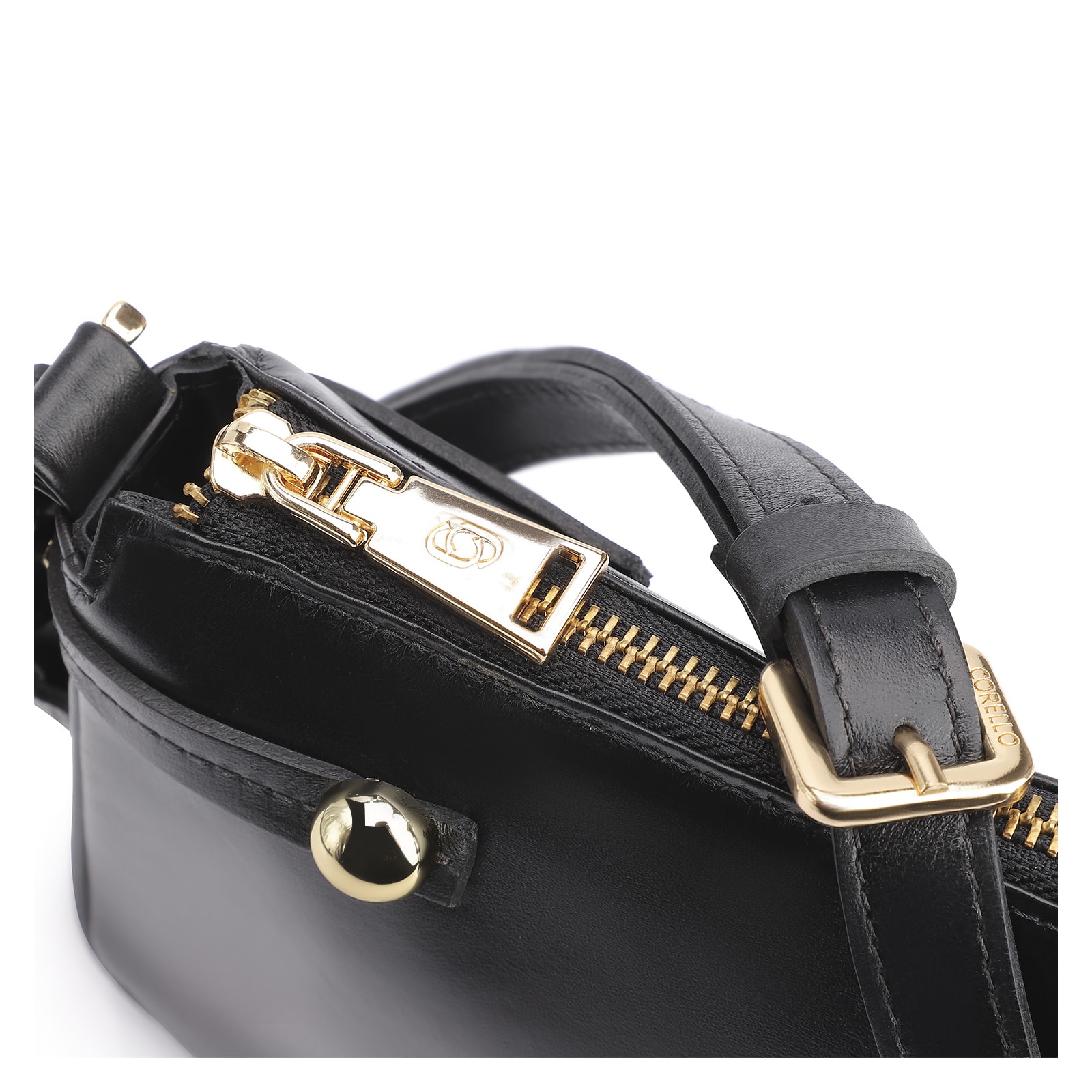Bolsa Transversal Esfera Couro Preto