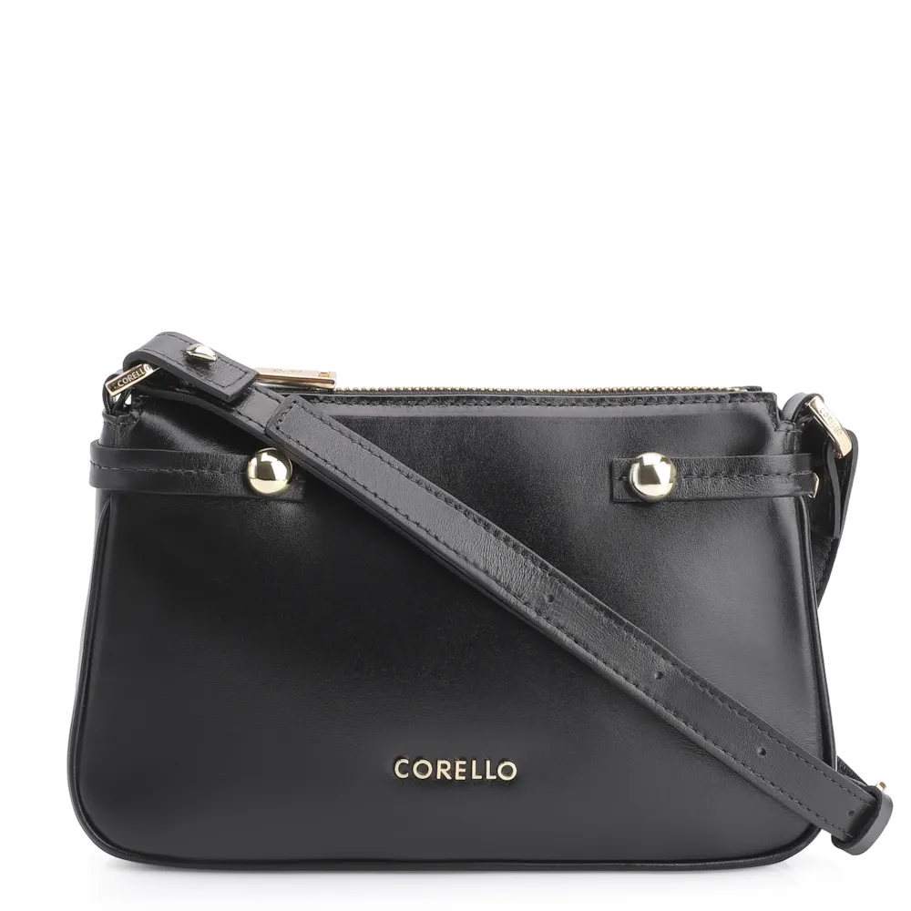 Bolsa Transversal Esfera Couro Preto