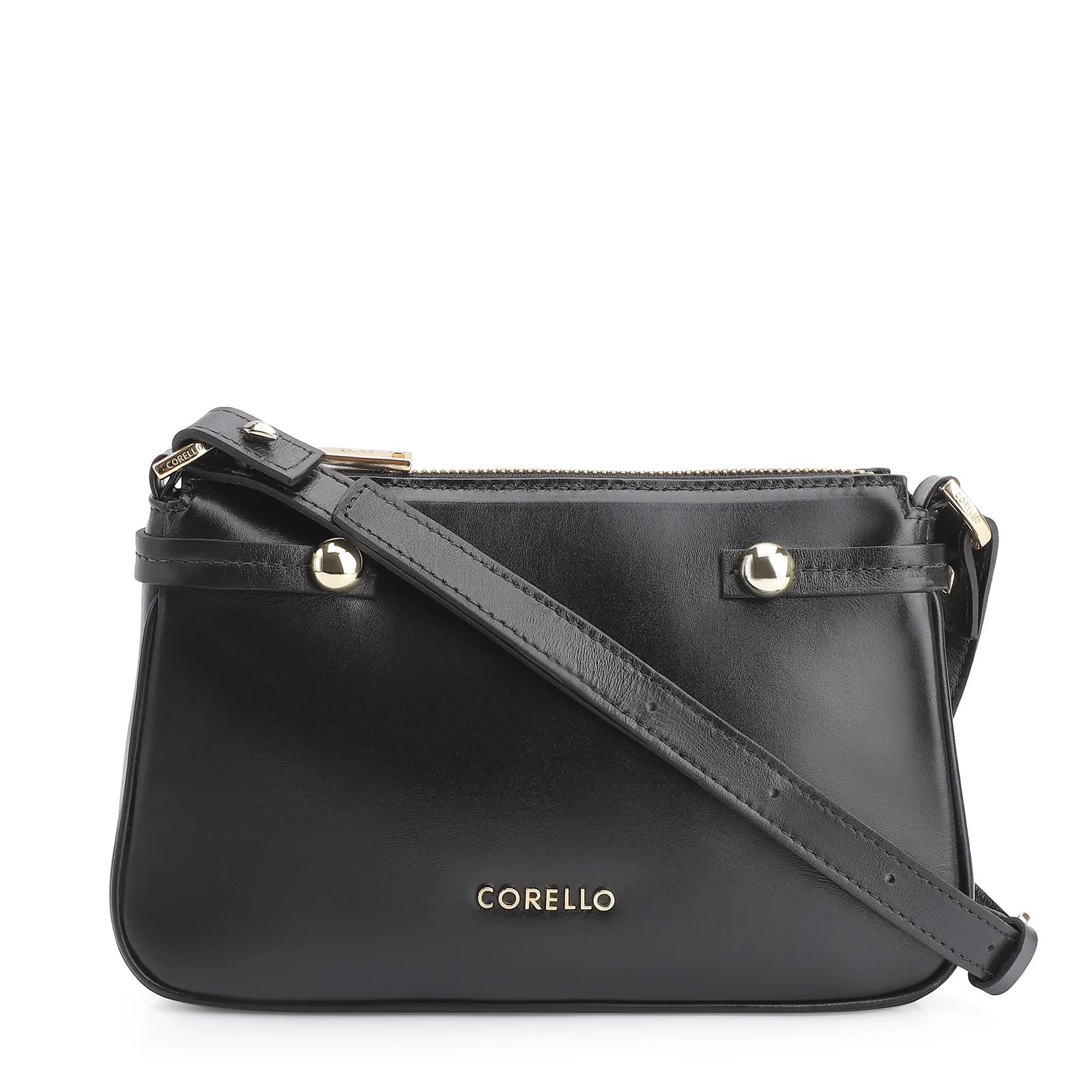 Bolsa Transversal Esfera Couro Preto