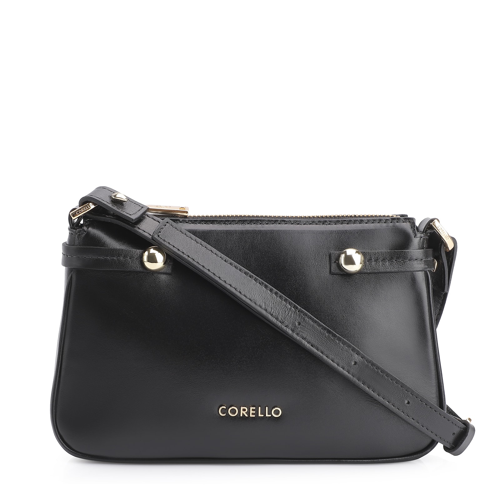 Bolsa Transversal Esfera Couro Preto