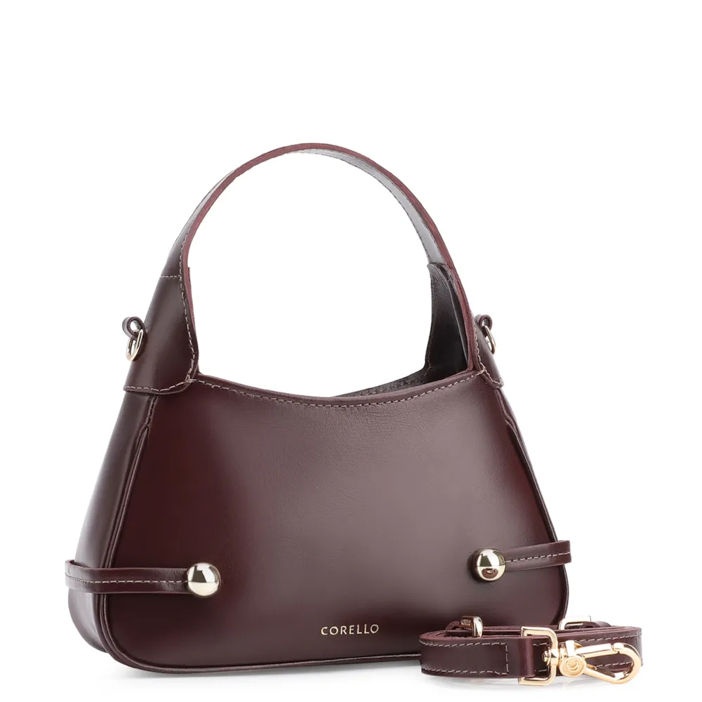 Bolsa Transversal Esfera Couro Vinho Escuro - imagem 3