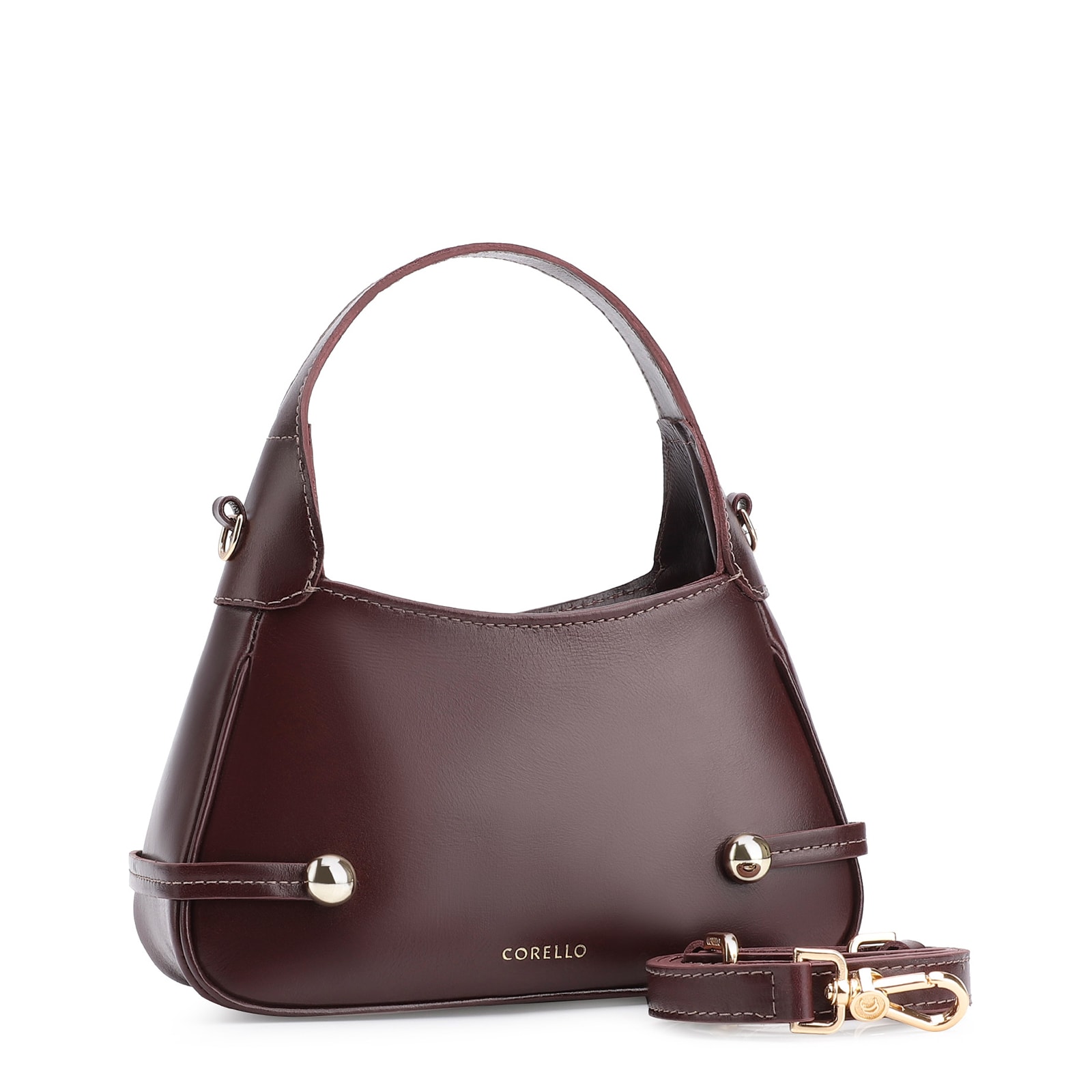 Bolsa Transversal Esfera Couro Vinho Escuro