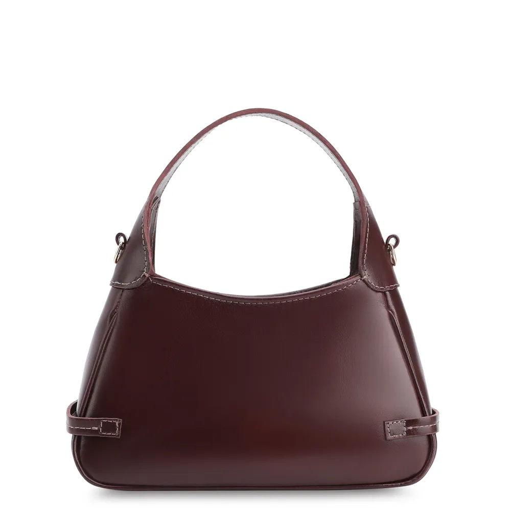 Bolsa Transversal Esfera Couro Vinho Escuro - imagem 4