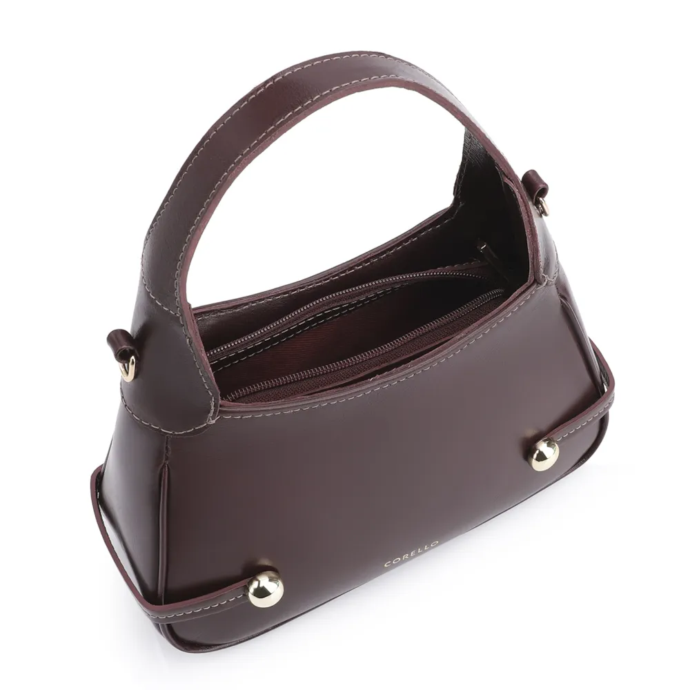 Bolsa Transversal Esfera Couro Vinho Escuro - imagem 5