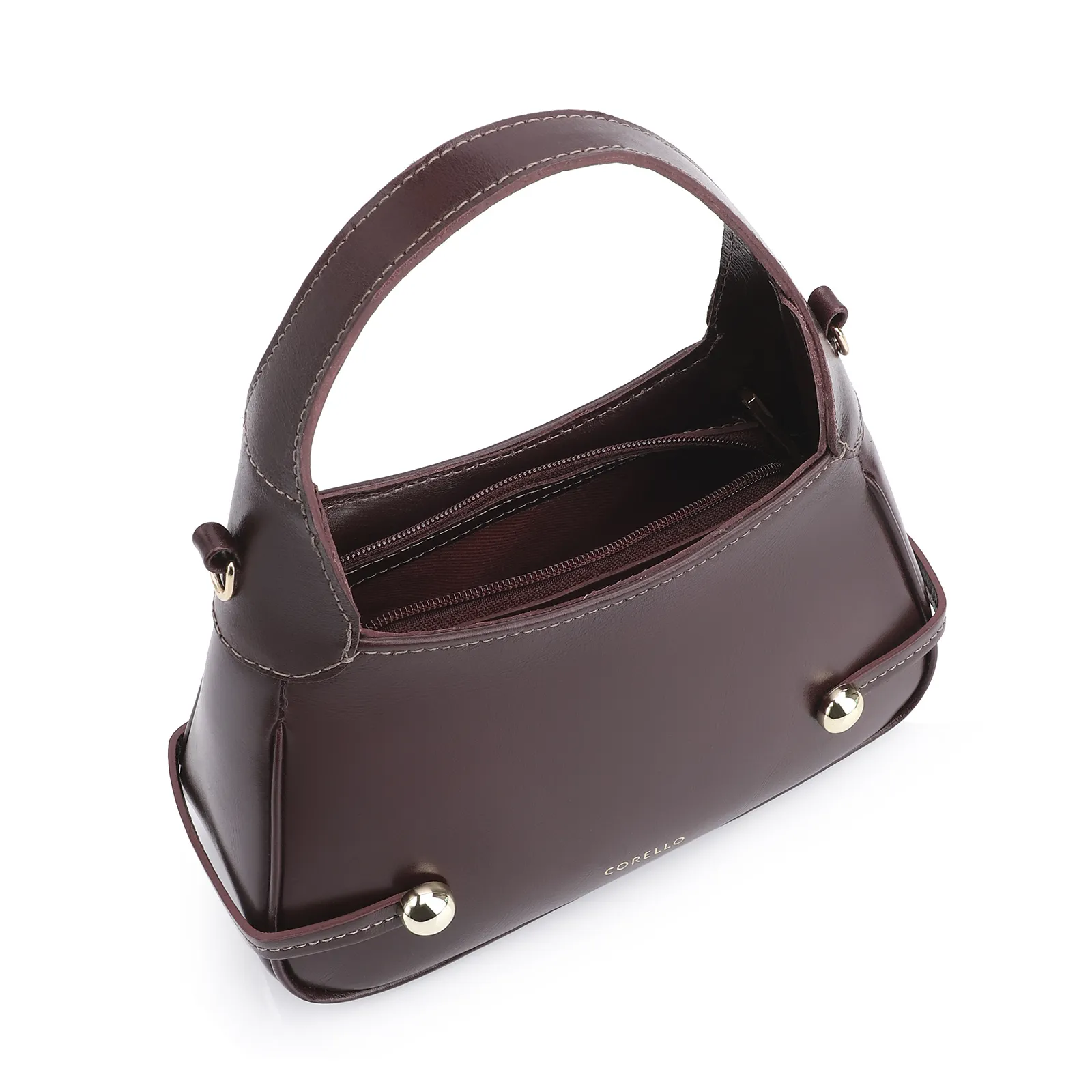 Bolsa Transversal Esfera Couro Vinho Escuro