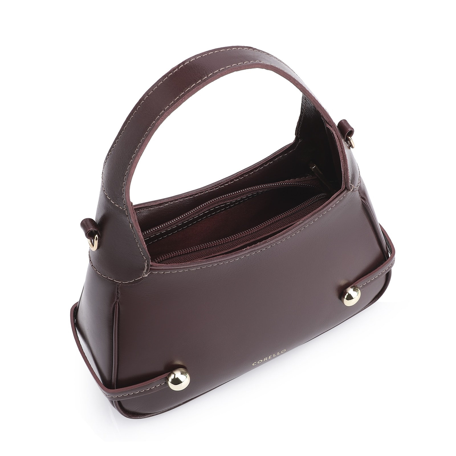 Bolsa Transversal Esfera Couro Vinho Escuro
