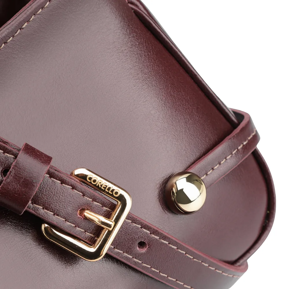 Bolsa Transversal Esfera Couro Vinho Escuro - imagem 8