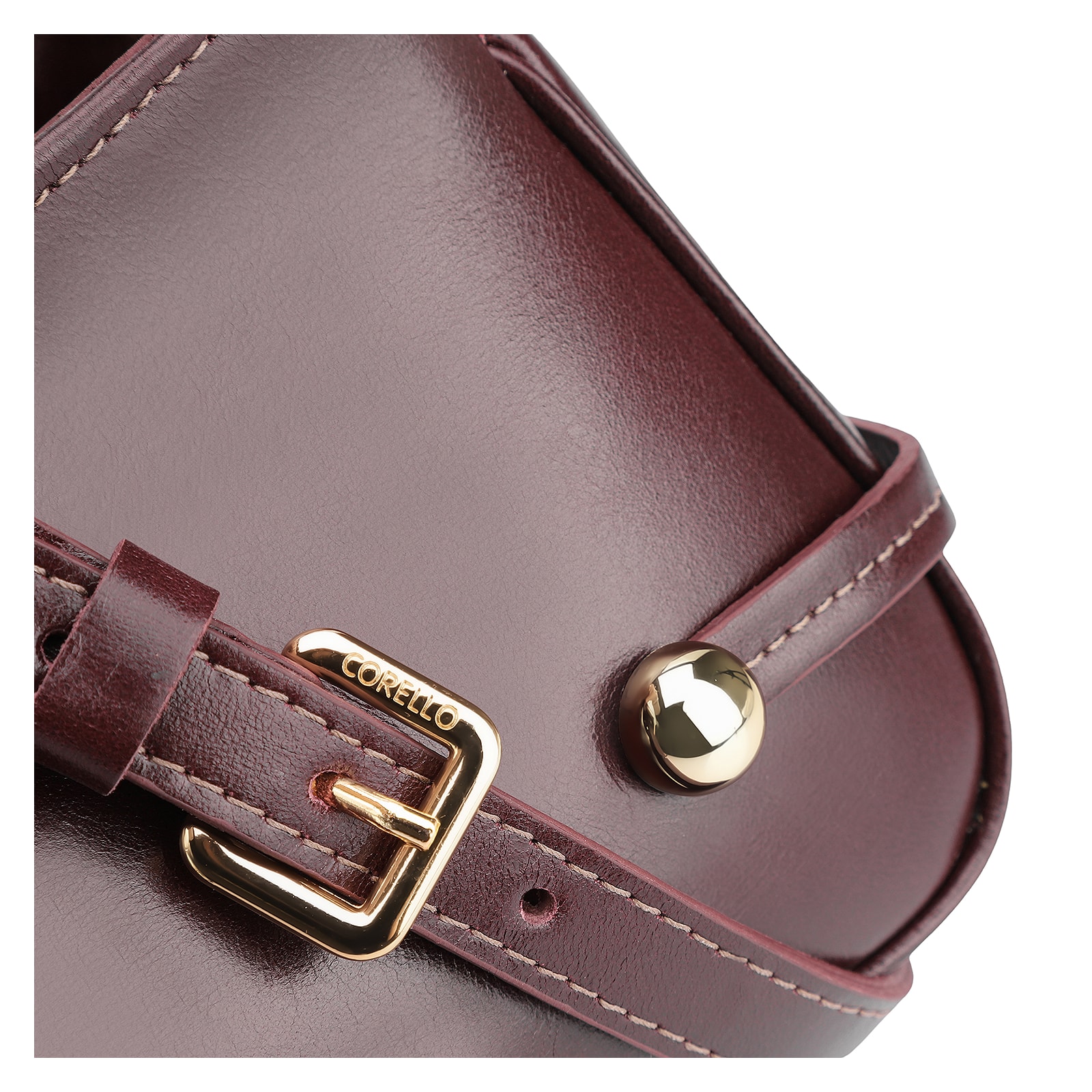 Bolsa Transversal Esfera Couro Vinho Escuro