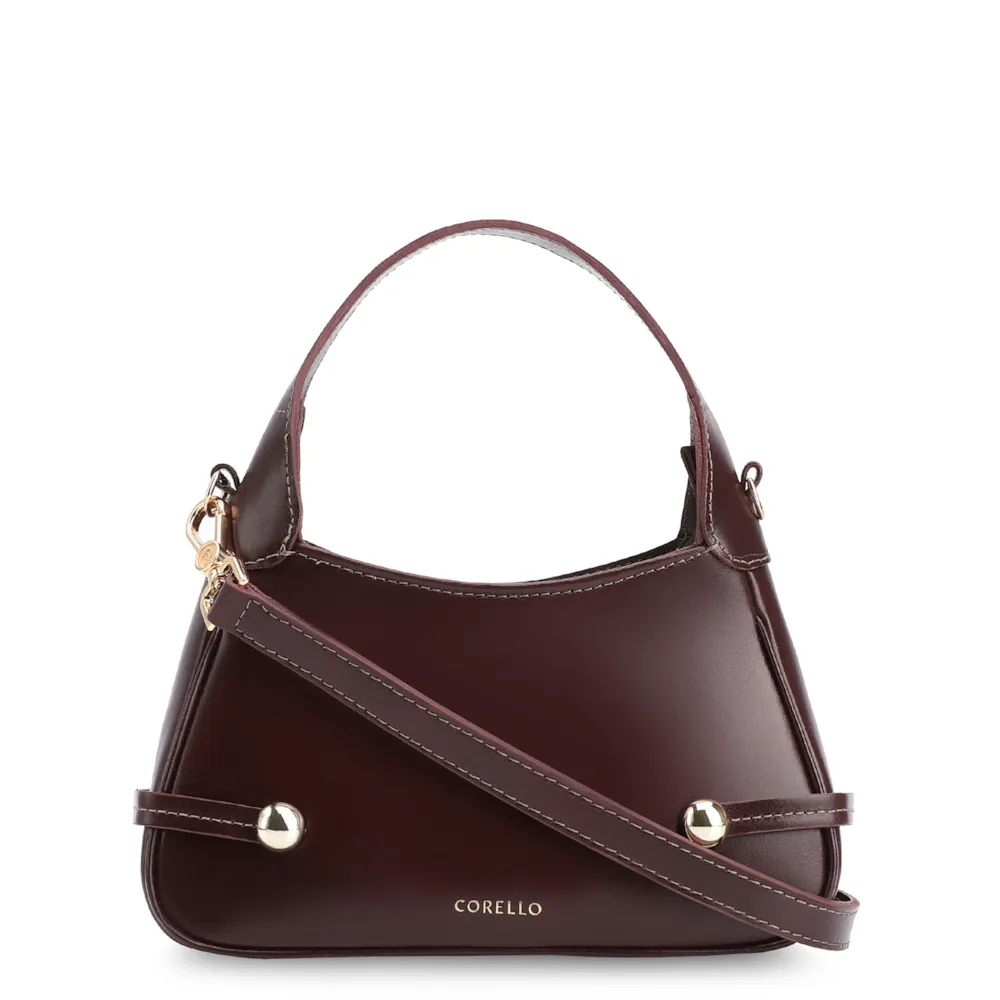 Bolsa Transversal Esfera Couro Vinho Escuro