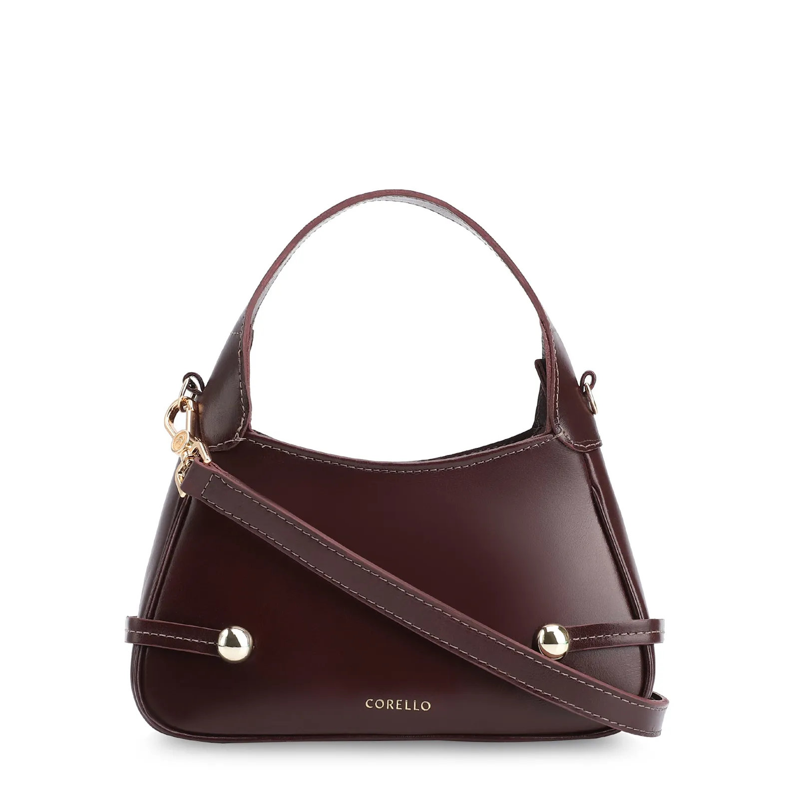 Bolsa Transversal Esfera Couro Vinho Escuro