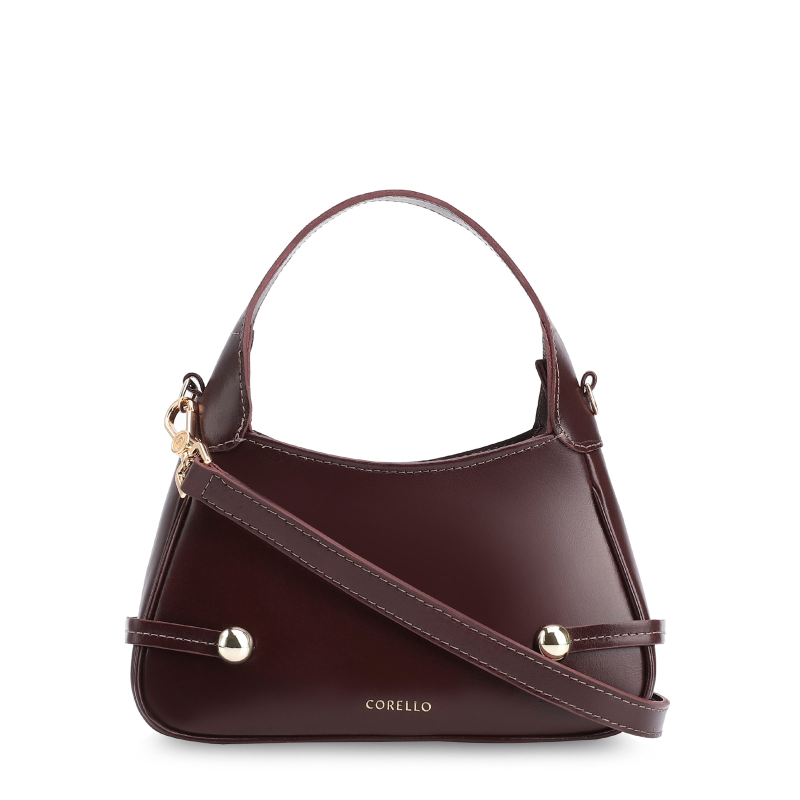 Bolsa Transversal Esfera Couro Vinho Escuro
