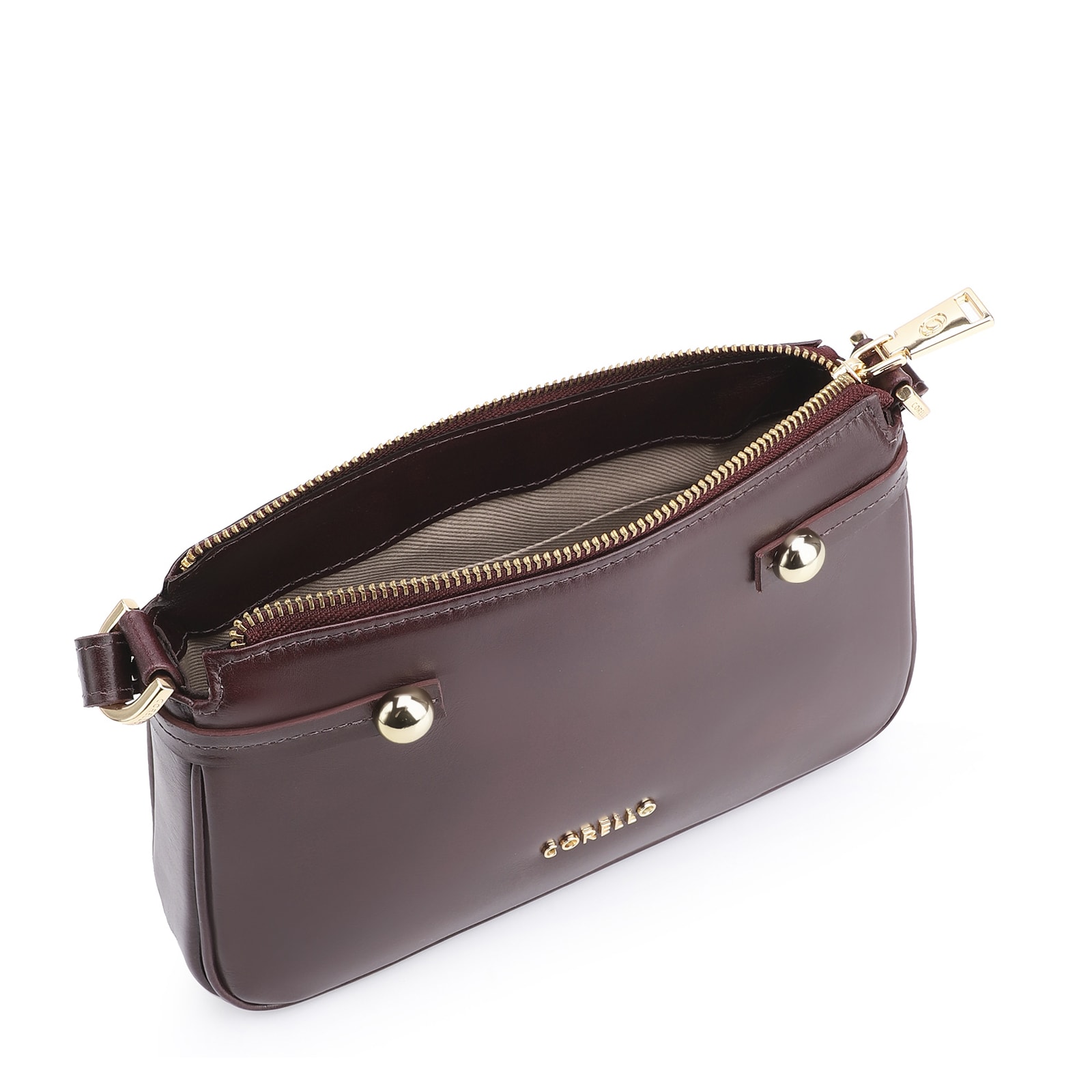 Bolsa Transversal Esfera Couro Vinho Escuro