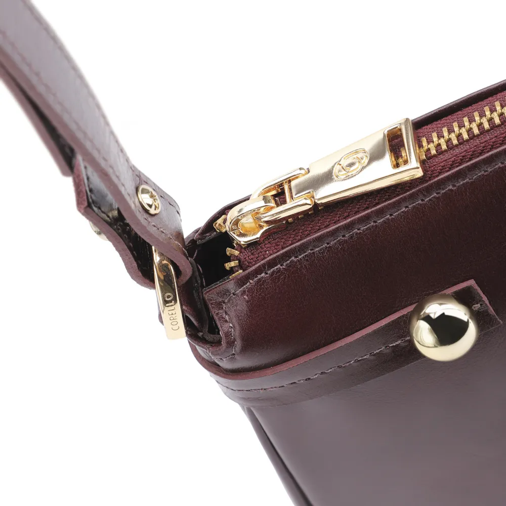 Bolsa Transversal Esfera Couro Vinho Escuro - imagem 5