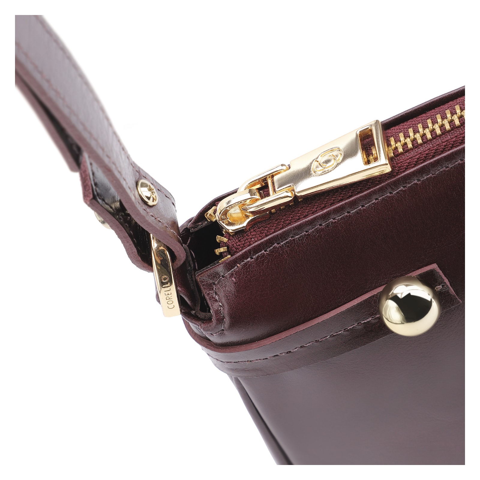 Bolsa Transversal Esfera Couro Vinho Escuro