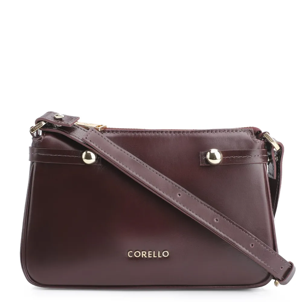 Bolsa Transversal Esfera Couro Vinho Escuro
