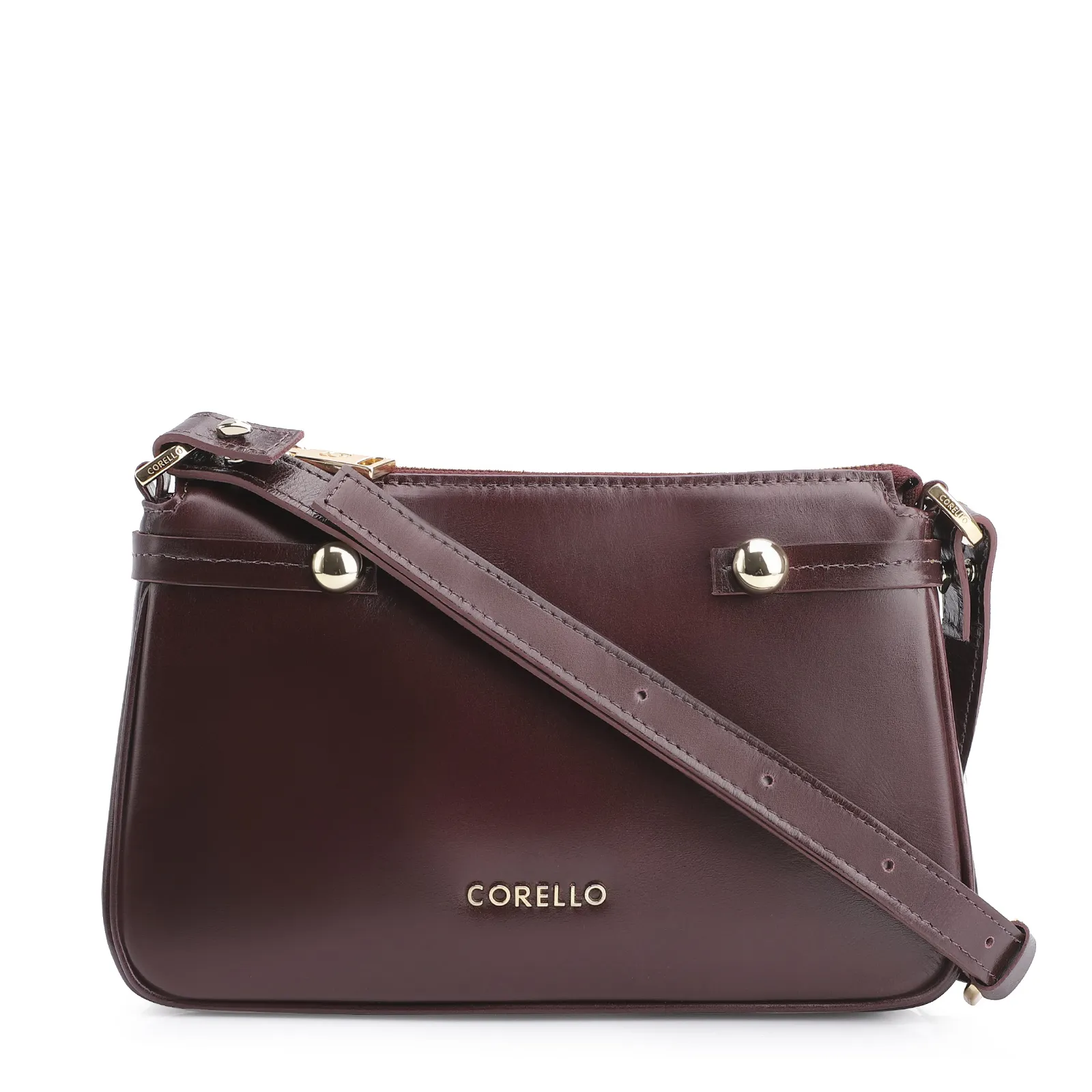 Bolsa Transversal Esfera Couro Vinho Escuro