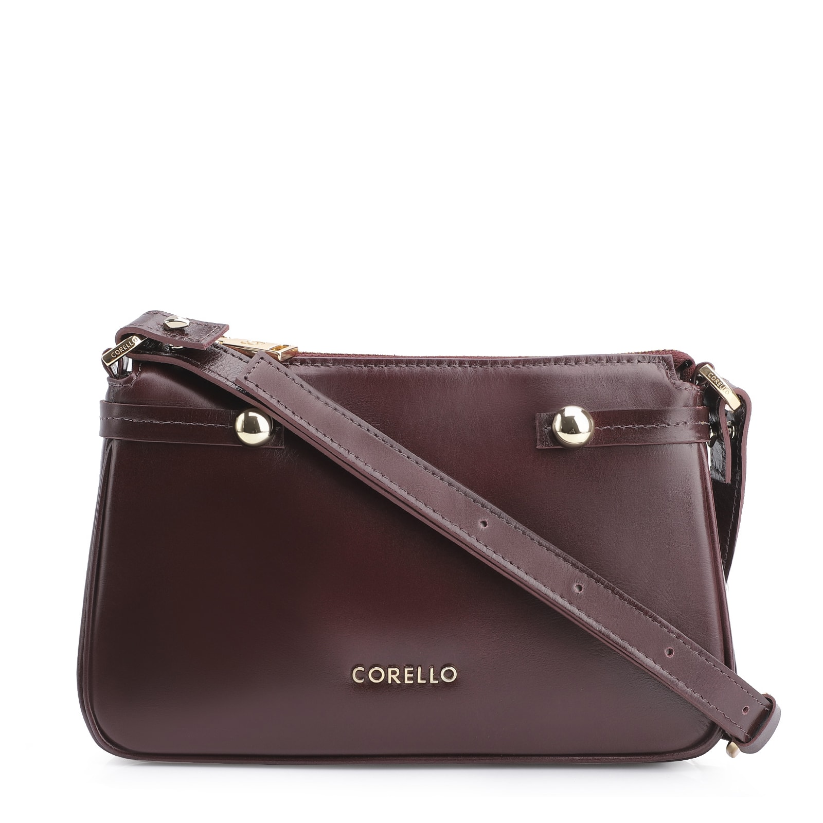 Bolsa Transversal Esfera Couro Vinho Escuro