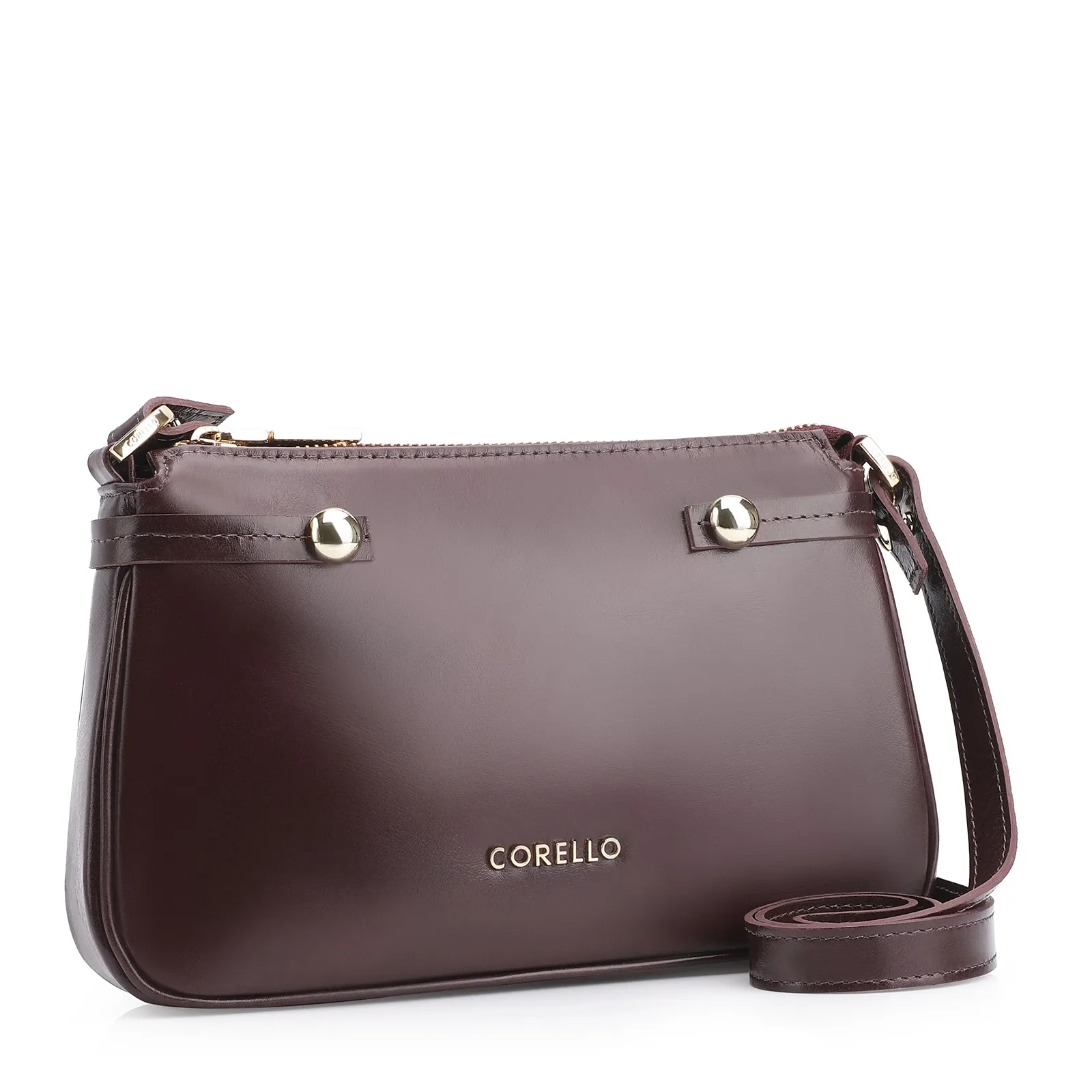 Bolsa Transversal Esfera Couro Vinho Escuro