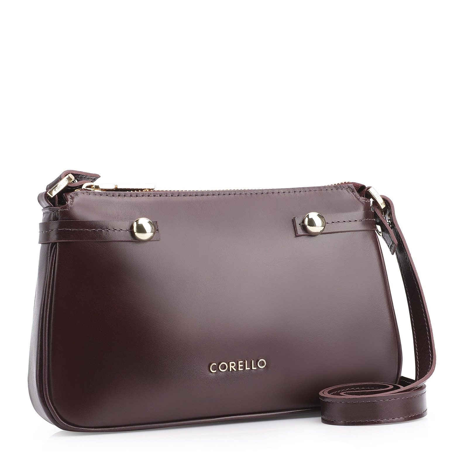 Bolsa Transversal Esfera Couro Vinho Escuro