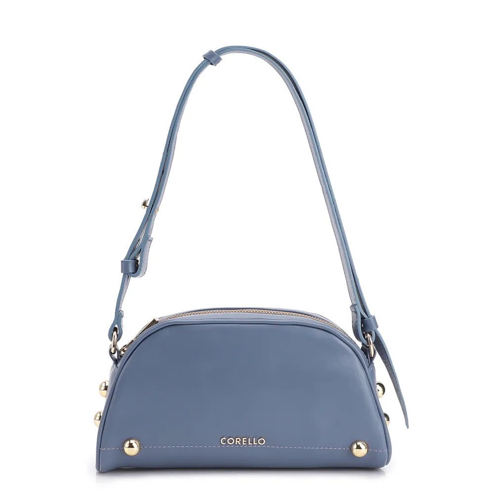 Bolsa Transversal Esferas Couro Azul