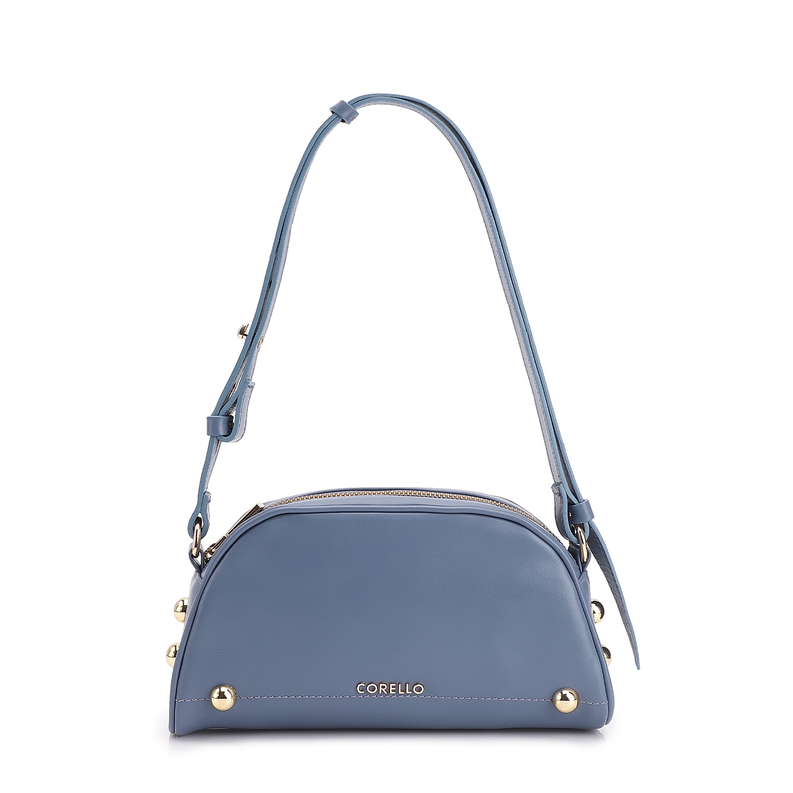 Bolsa Transversal Esferas Couro Azul