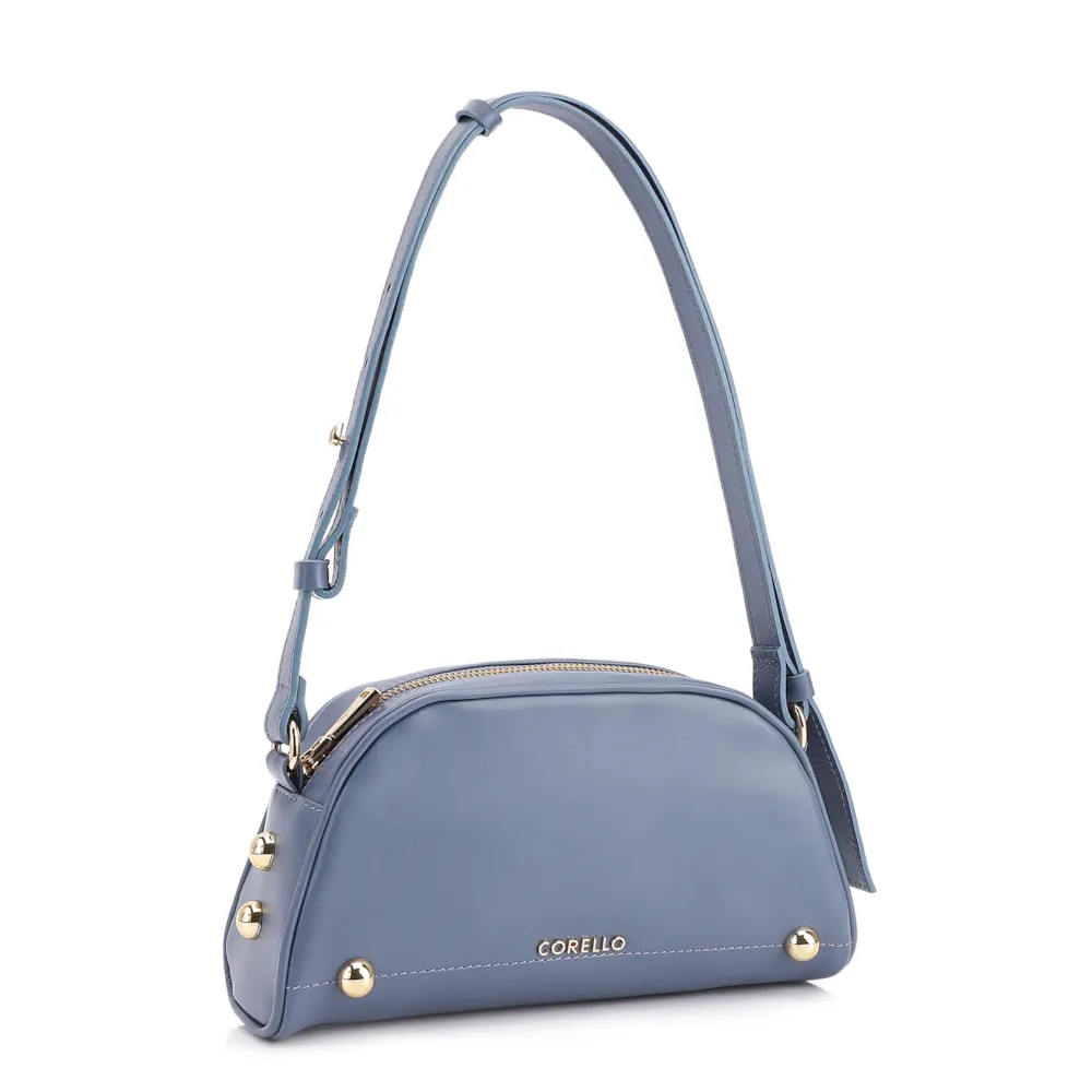 Bolsa Transversal Esferas Couro Azul - imagem 3