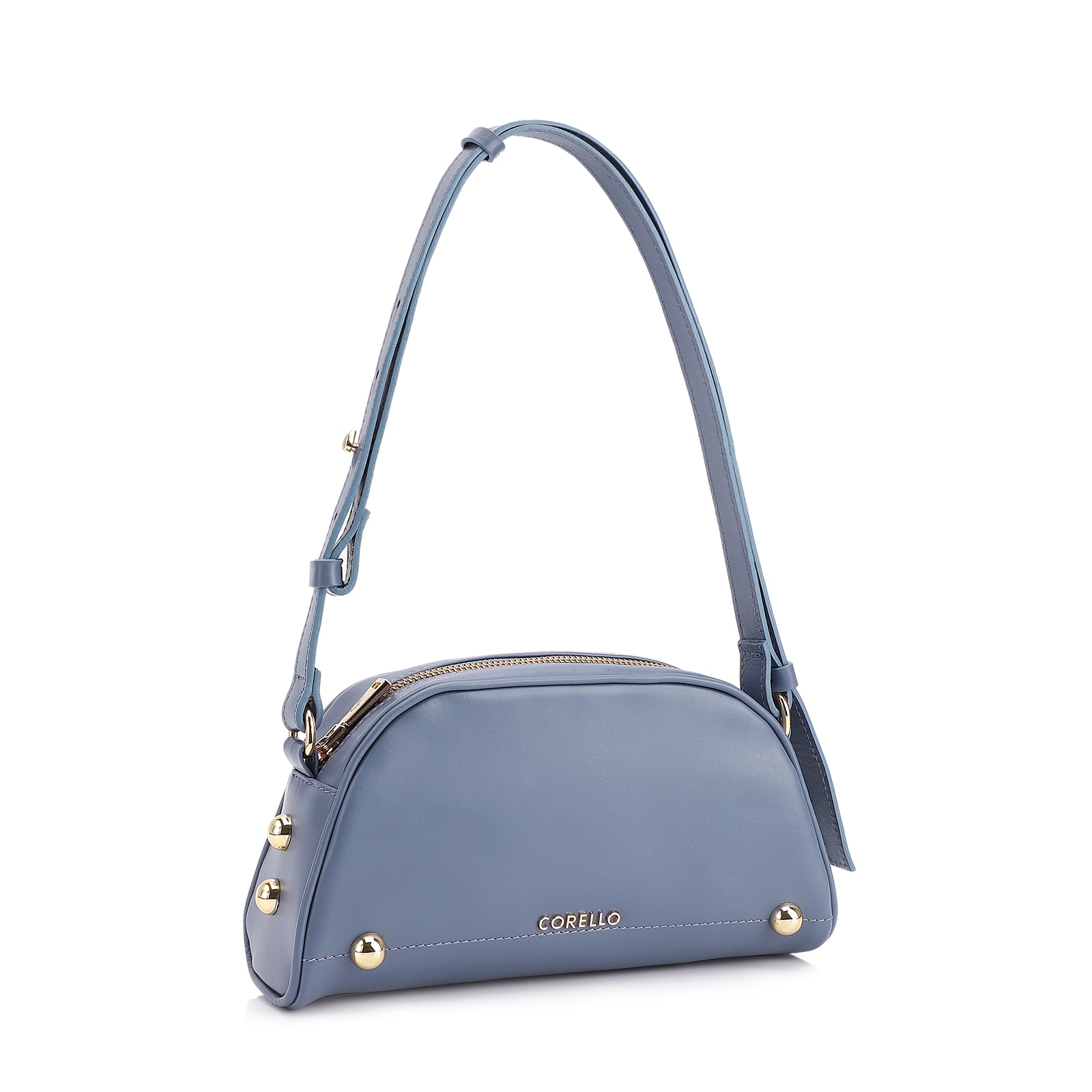 Bolsa Transversal Esferas Couro Azul
