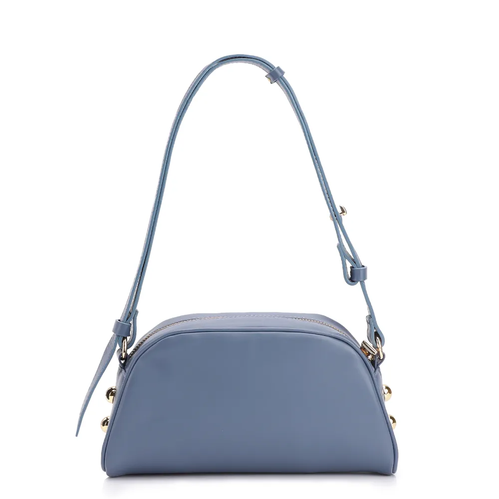 Bolsa Transversal Esferas Couro Azul - imagem 4