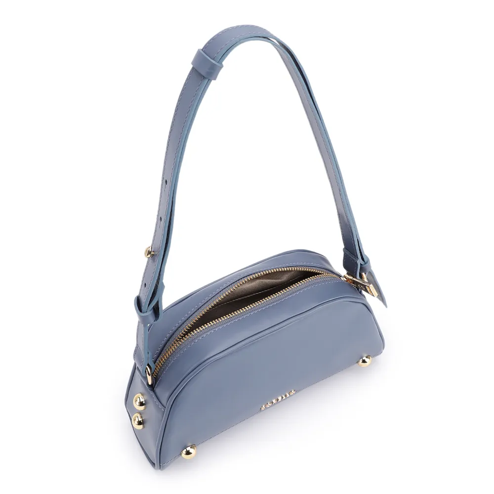 Bolsa Transversal Esferas Couro Azul - imagem 5