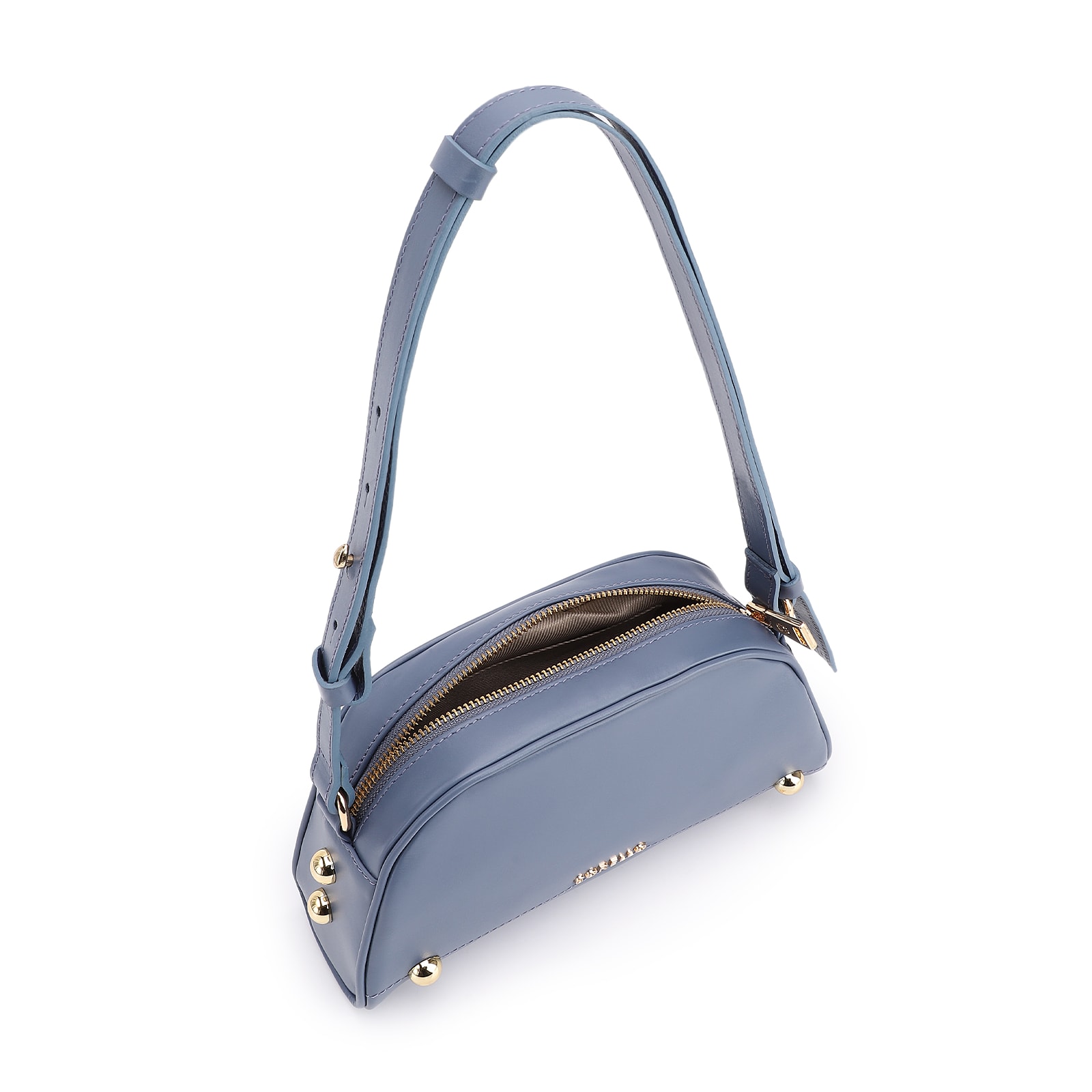 Bolsa Transversal Esferas Couro Azul