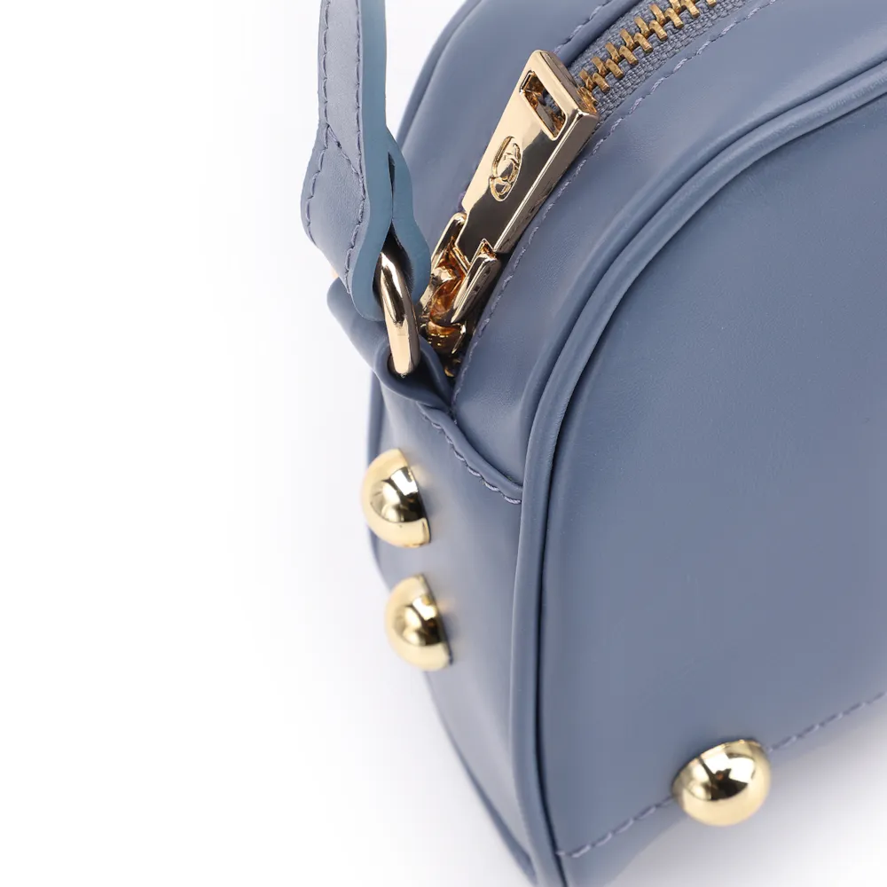 Bolsa Transversal Esferas Couro Azul - imagem 6
