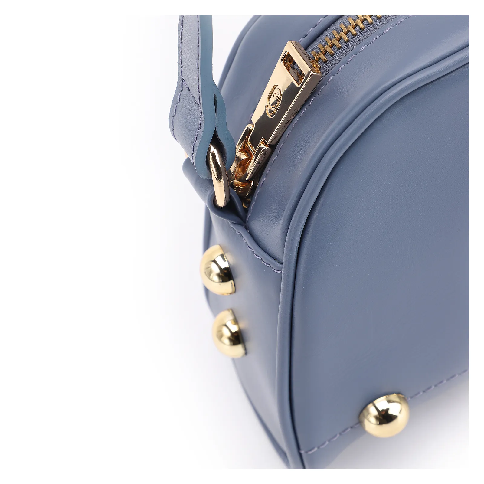 Bolsa Transversal Esferas Couro Azul