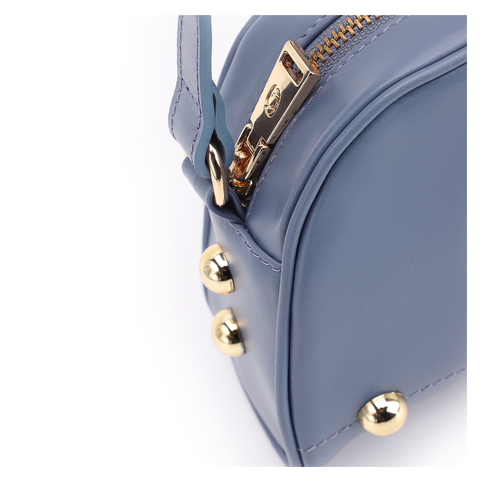 Bolsa Transversal Esferas Couro Azul