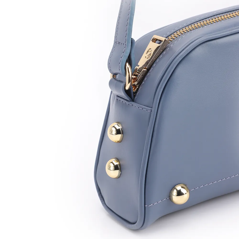 Bolsa Transversal Esferas Couro Azul - imagem 8