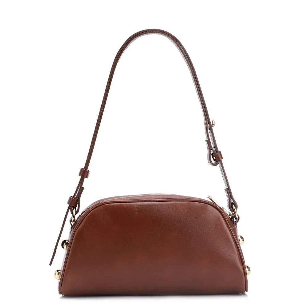 Bolsa Transversal Esferas Couro Marrom - imagem 4