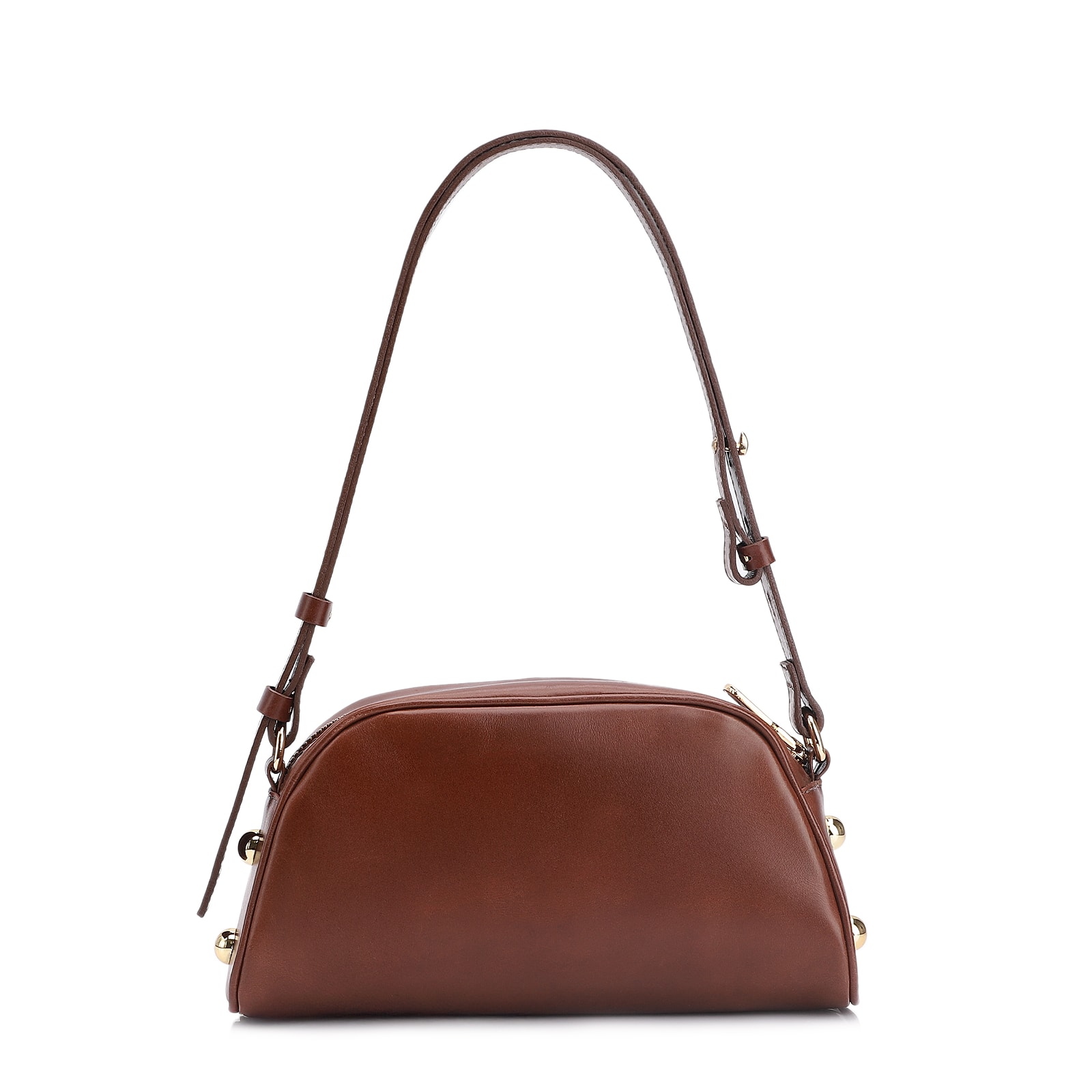 Bolsa Transversal Esferas Couro Marrom