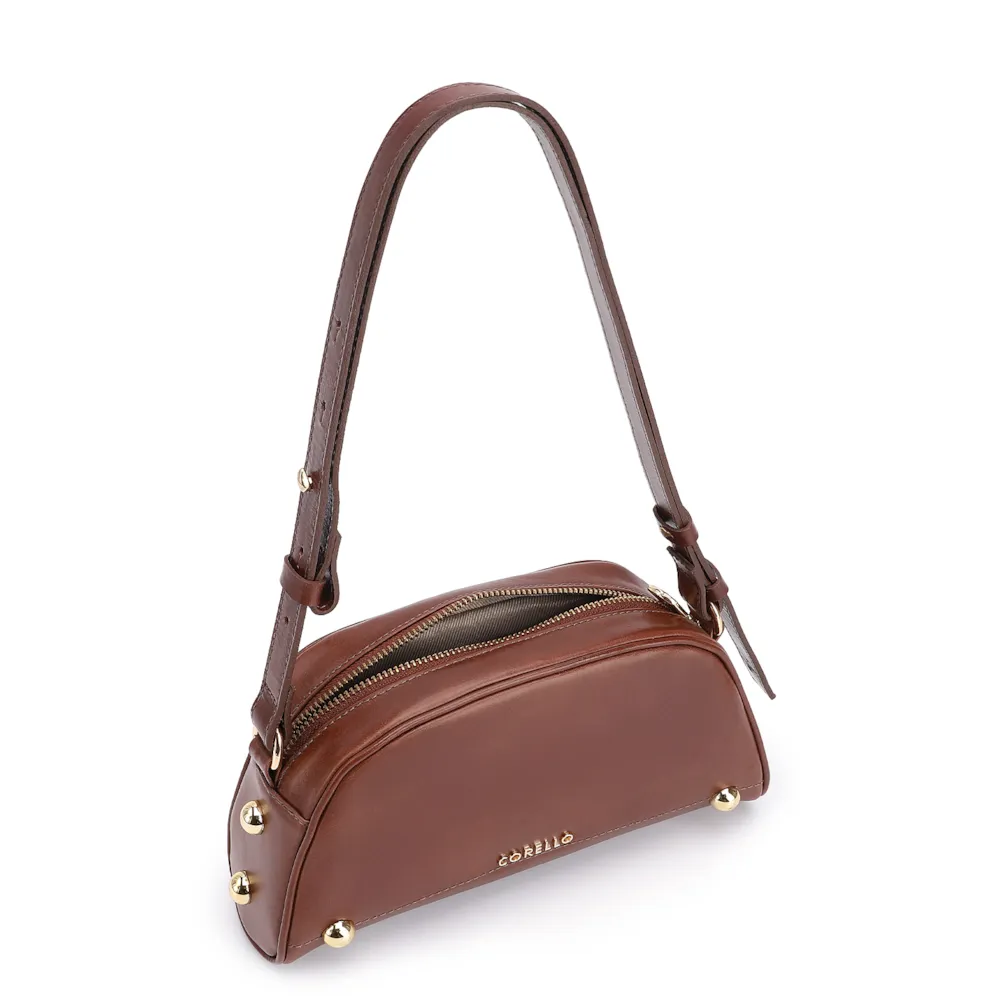 Bolsa Transversal Esferas Couro Marrom - imagem 5