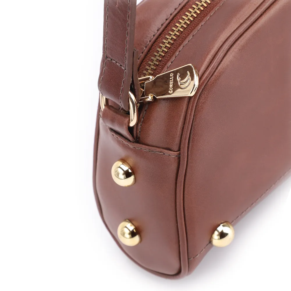 Bolsa Transversal Esferas Couro Marrom - imagem 6