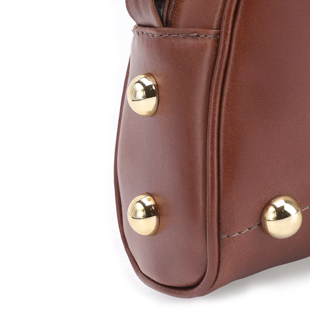 Bolsa Transversal Esferas Couro Marrom - imagem 8