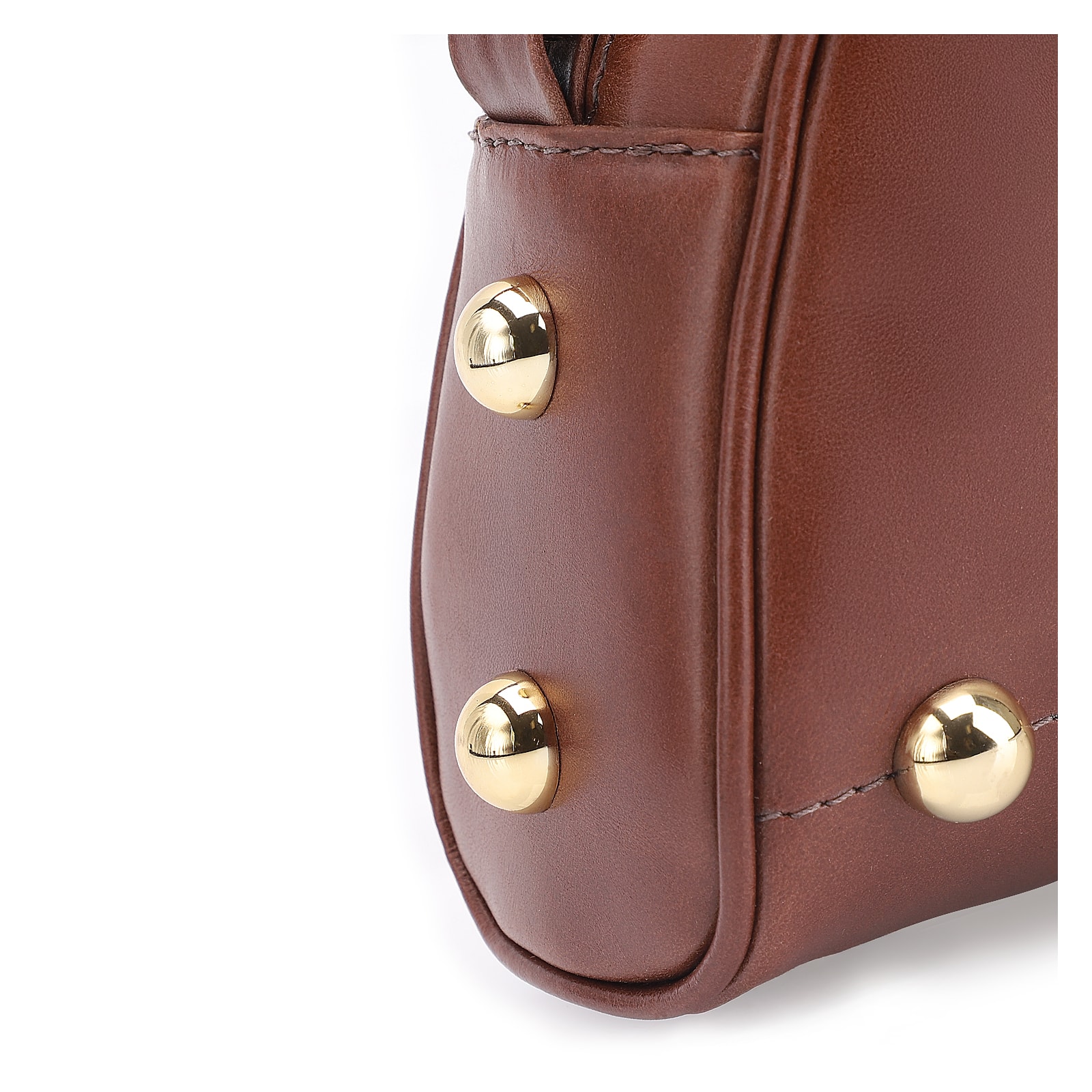 Bolsa Transversal Esferas Couro Marrom