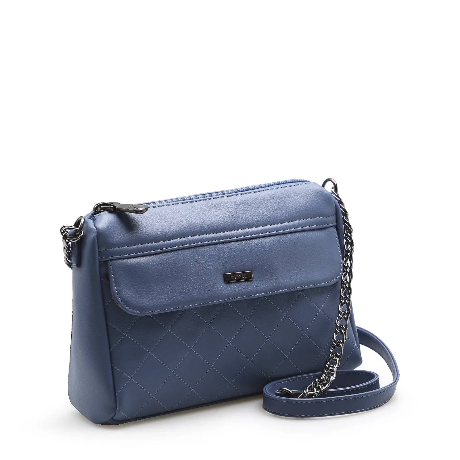 Bolsa Transversal Feminina Matelassê Alternativo Azul
