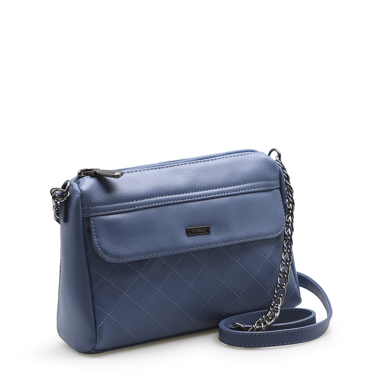 Bolsa Transversal Feminina Matelassê Alternativo Azul